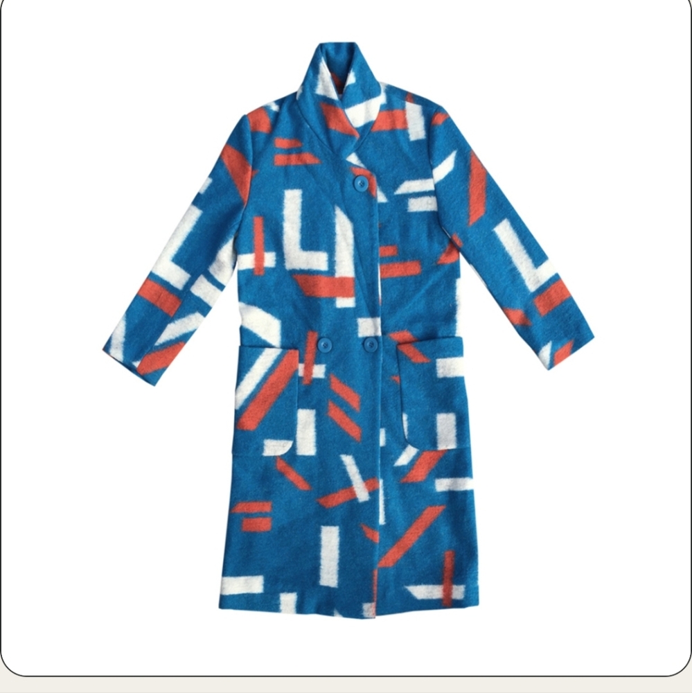 KURT LYLE Bright Blue VERONICA Confetti Coat in OSAKA Size S